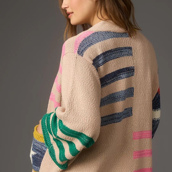 Daily Practice by Anthropologie Racing Flags Cardigan Sweater Size Medium - Picture 2 of 7